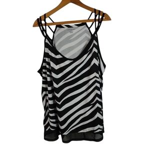Lane Bryant Black and White Zebra Print Sleeveless Tank Top